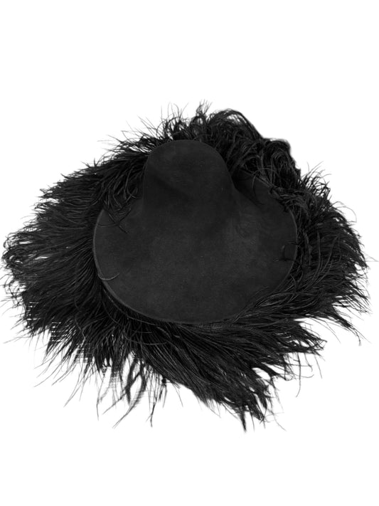 LANVIN FW2014 BY ALBER ELBAZ BLACK OSTRICH FEATHERS MAXI HAT