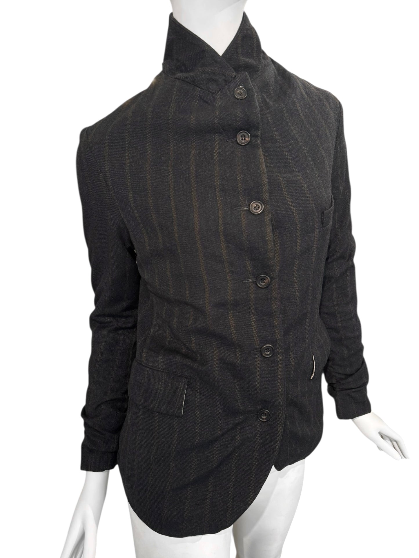 PAUL HARNDEN SHOEMAKERS 2010s DARK BROWN WOOL STRIPED JACKEY