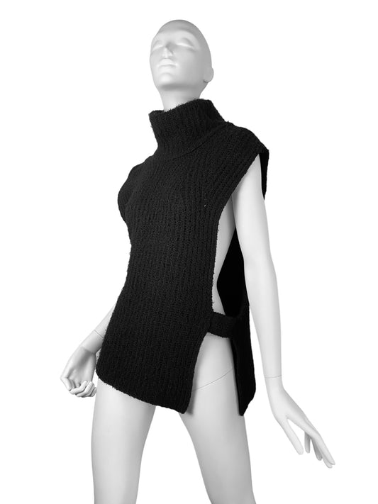 JACQUELINE DE YONG 2010s BLACK KNIT OPEN SIDES TANK TOP