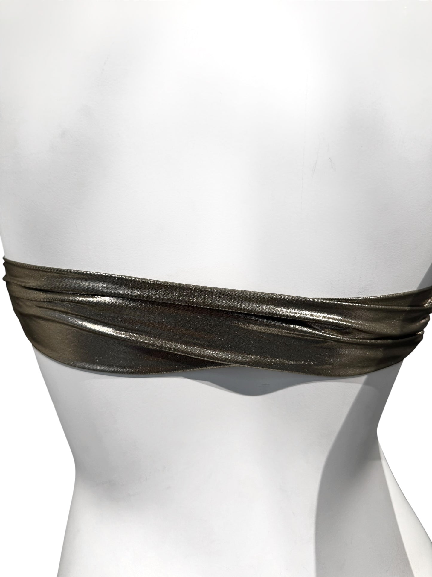 RICK OWENS SS2020 «TECUATL» METALLIC GREEN HALTER BRA TOP
