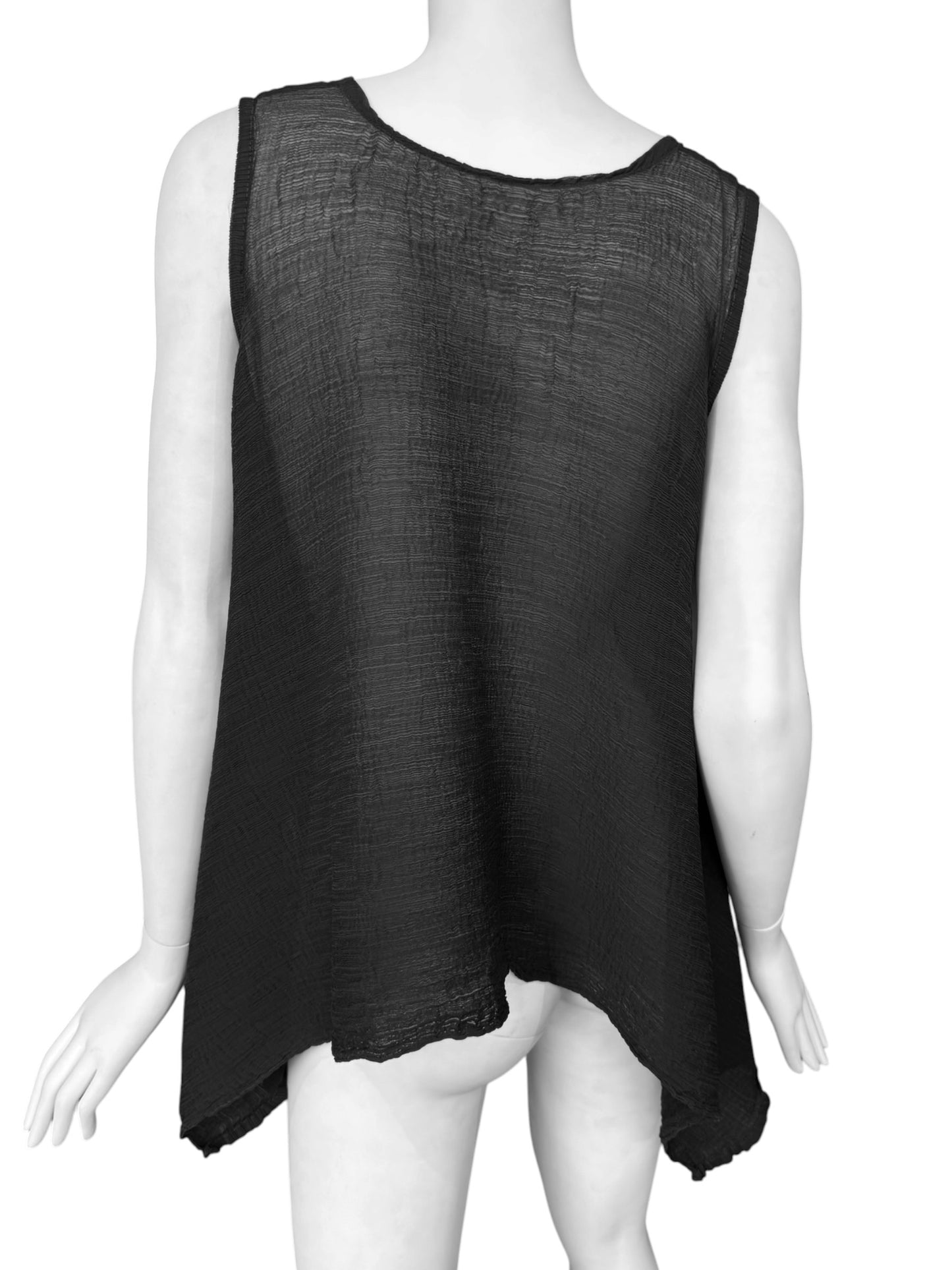 CAULIFLOWER ISSEY MIYAKE 2010s BLACK PLEATED SHEER TANK TOP