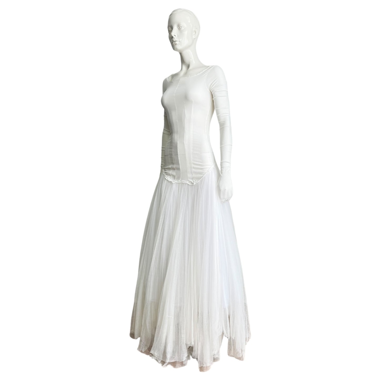 MARC LE BIHAN 2020s WHITE SILK BALLERINA MAXI DRESS