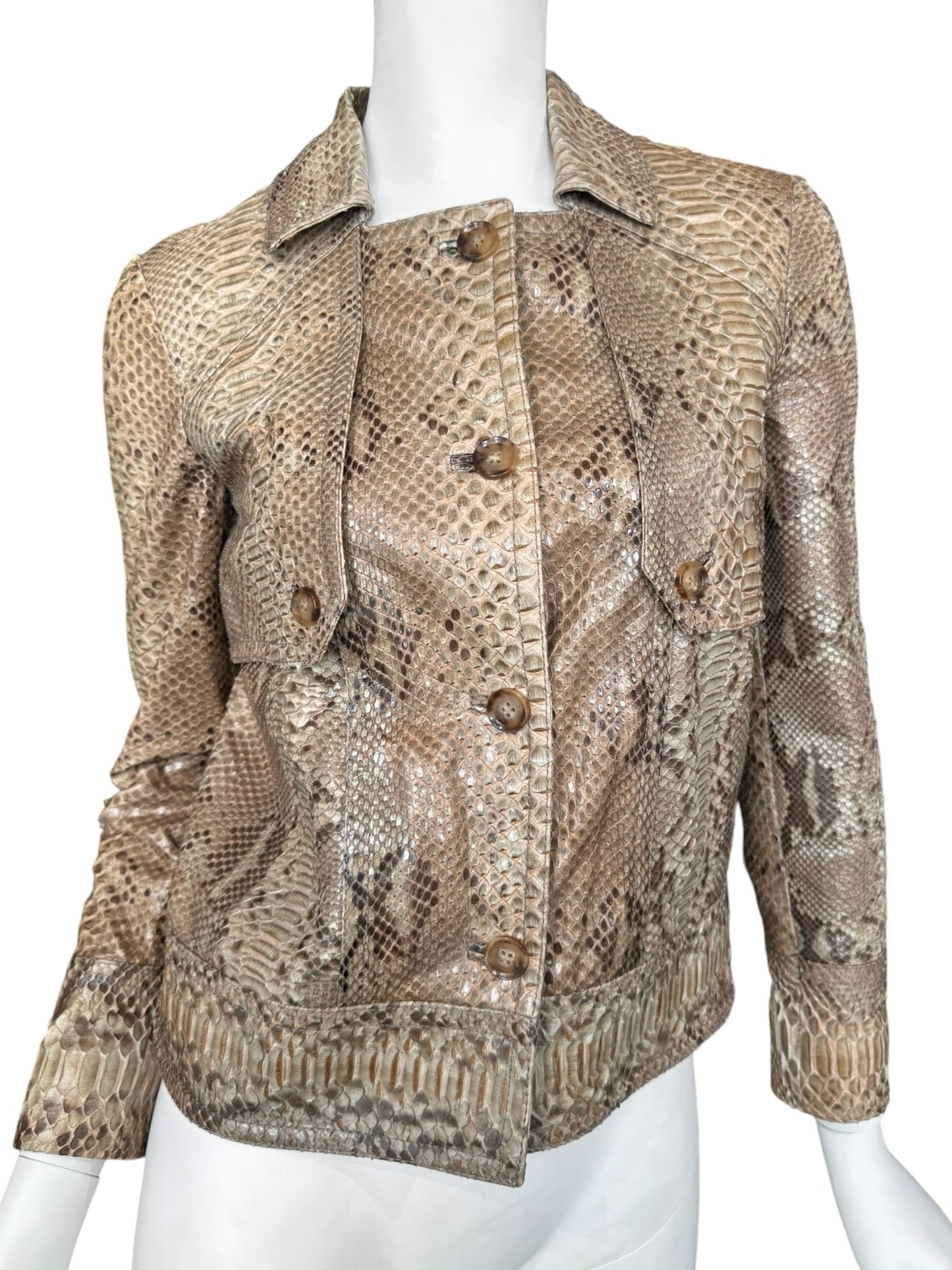 GUCCI RESORT 2011 BY FRIDAY GIANNINI BROWN PYTHON LEATHER JACKET