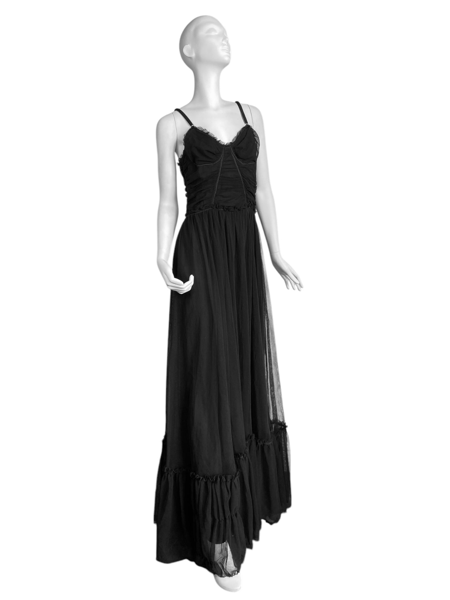 D&G 2000s BLACK TULLE MAXI DRESS