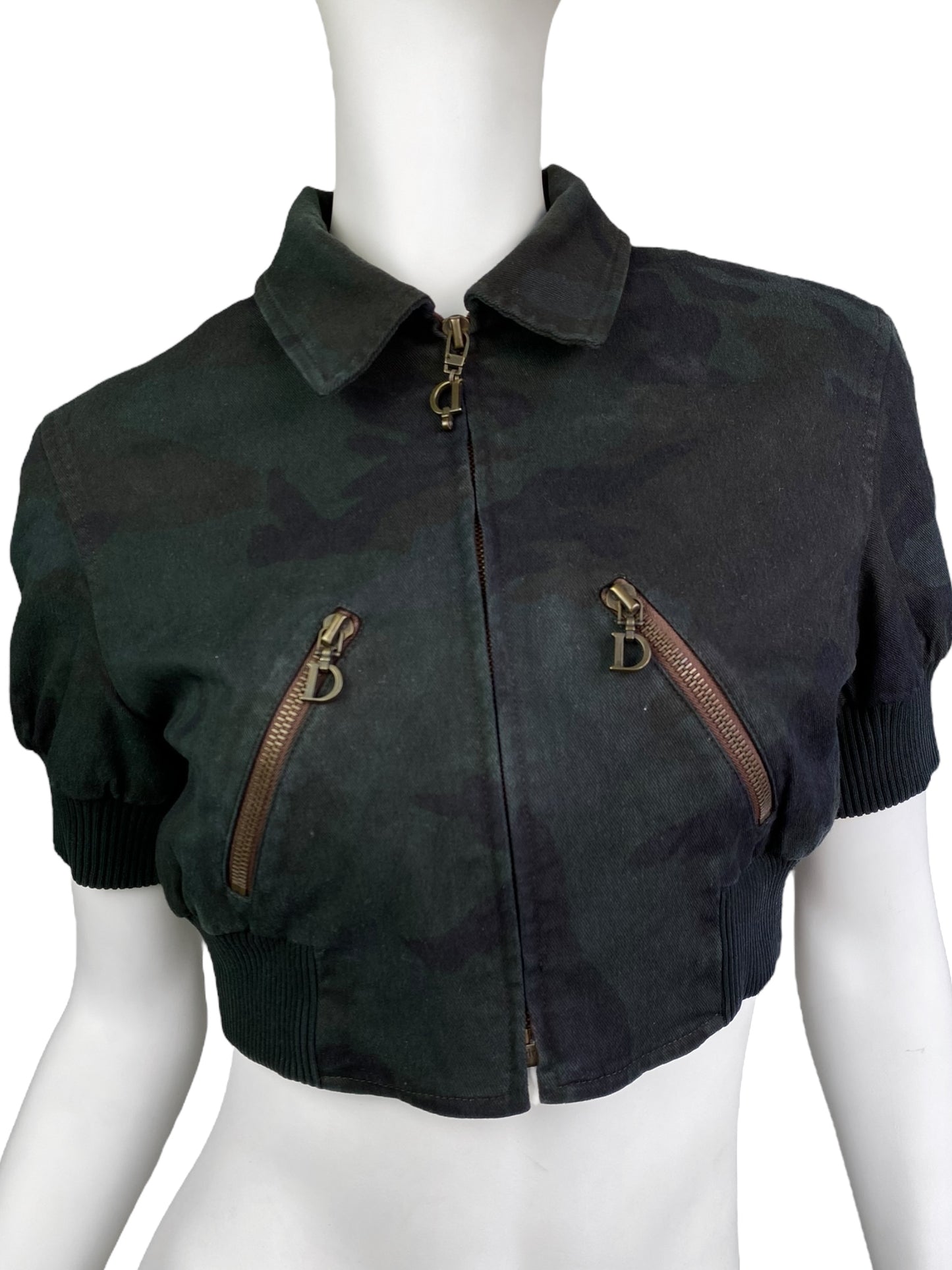 DIOR SS2001 BY GALLIANO DARK GREEN CAMO CROPPED JACKET