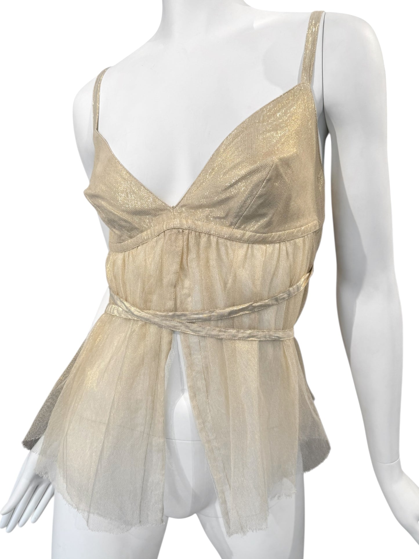 PLEIN SUD 2000s GOLDEN TULLE CAMI TOP