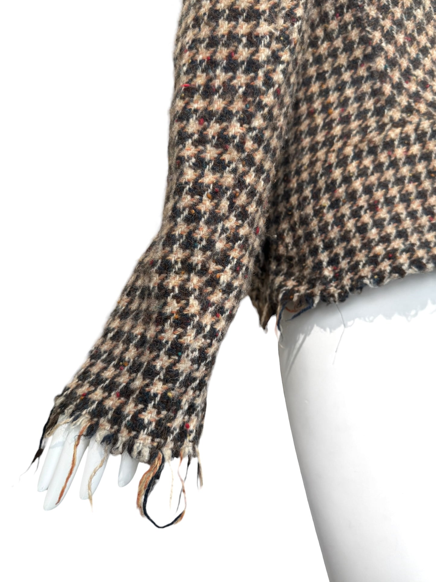 JUNYA WATANABE FW2003 BROWN WOOL HOUNDSTOOTH TWEED BOW BLAZER