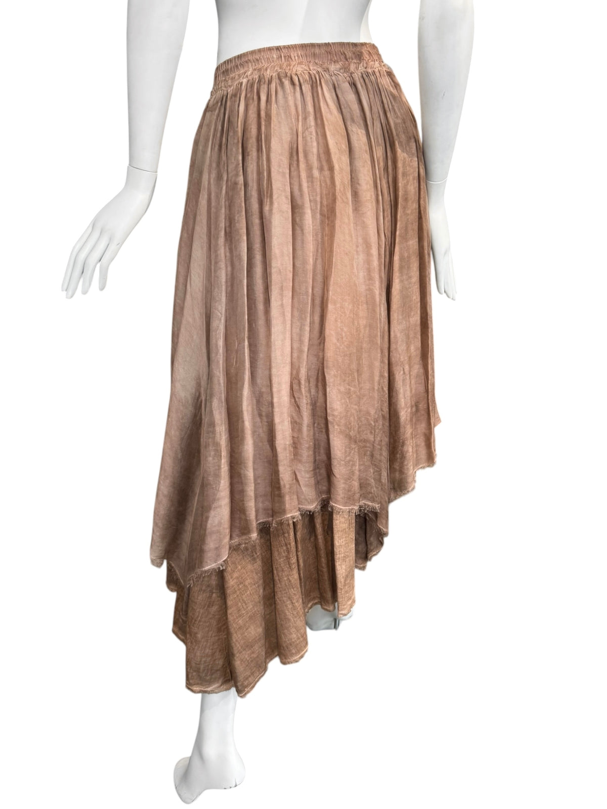 SANCTAMUERTE 2020s RUST LAYERED MAXI SKIRT