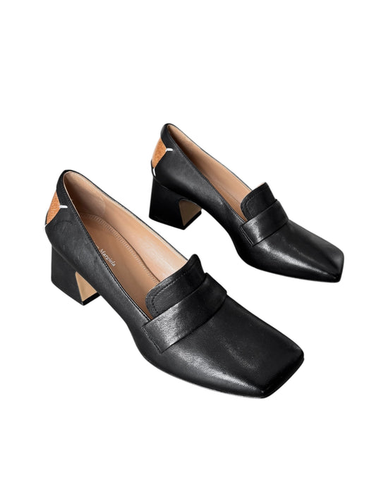 MAISON MARGIELA 2020s BLACK LEATHER 4 STITCHES LOAFERS HEELS