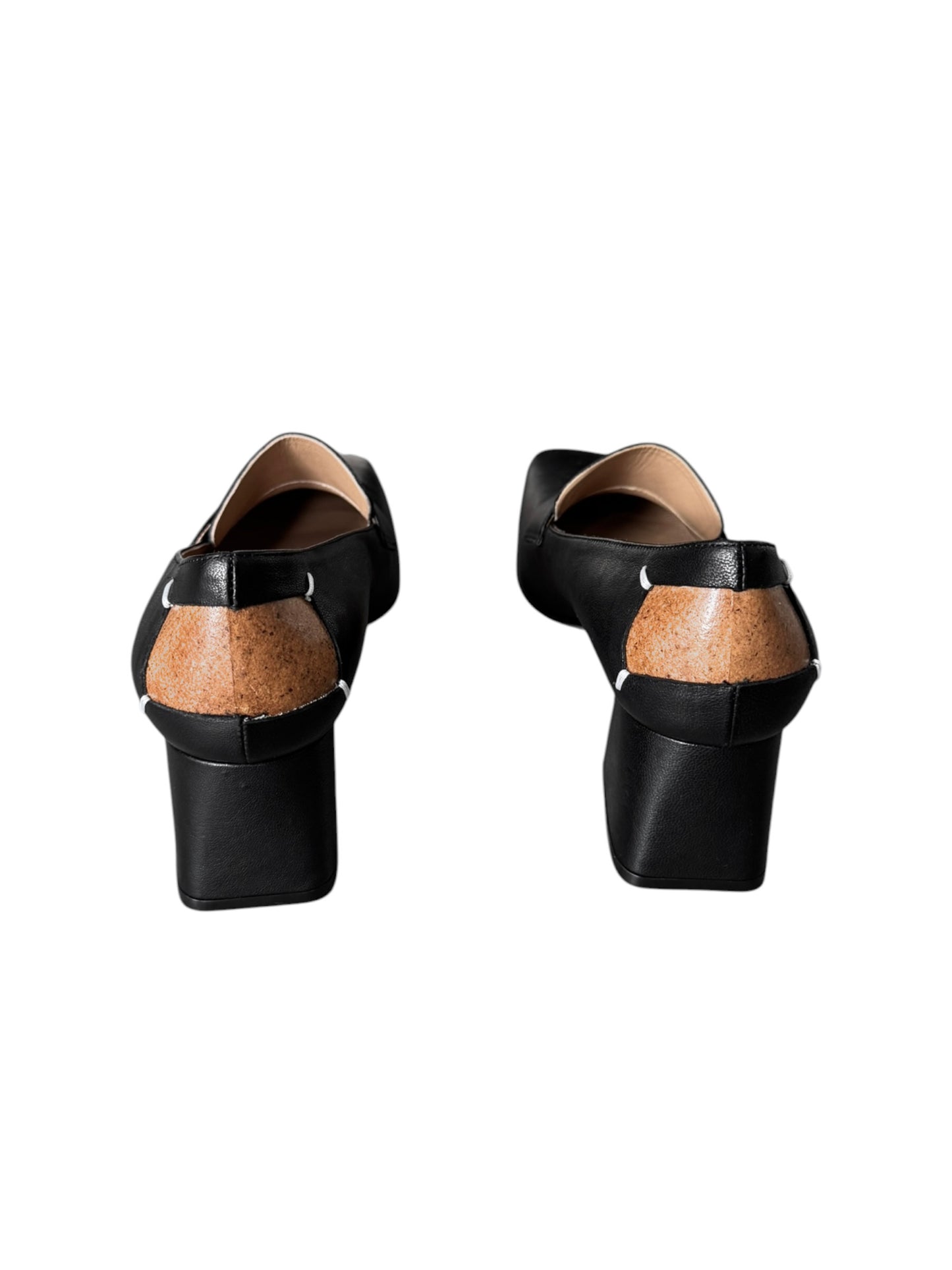 MAISON MARGIELA 2020s BLACK LEATHER 4 STITCHES LOAFERS HEELS