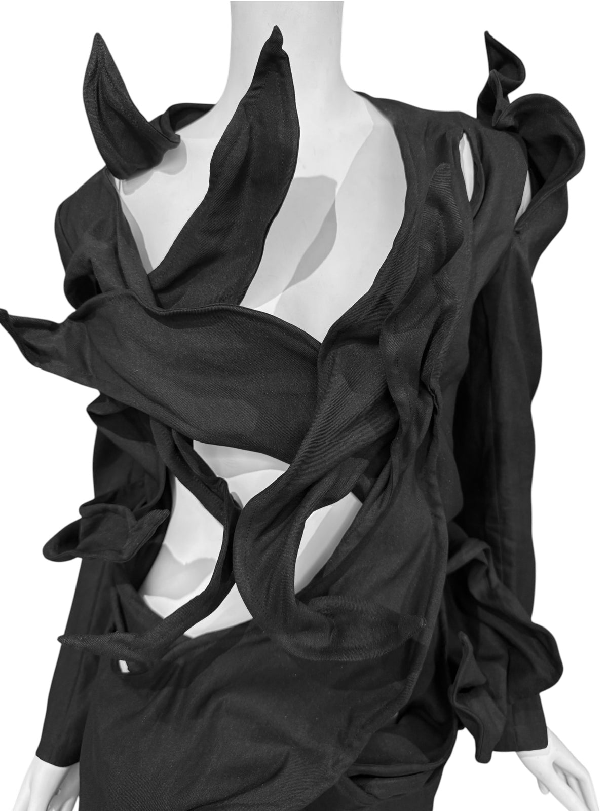YOHJI YAMAMOTO SS2021 BLACK SCULPTURAL WIRE-DETAIL JACKET