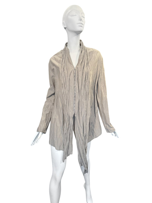 ANNETTE GÖRTZ 2010s CREAM CRINKLED HOOK-AND-EYE CLOSURE SHIRT