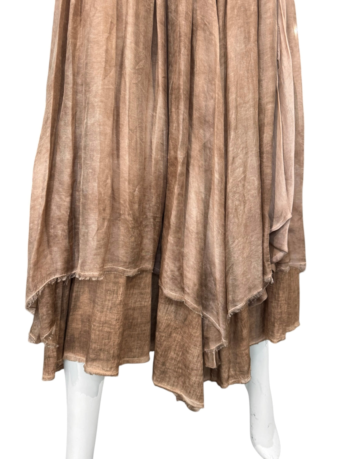 SANCTAMUERTE 2020s RUST LAYERED MAXI SKIRT