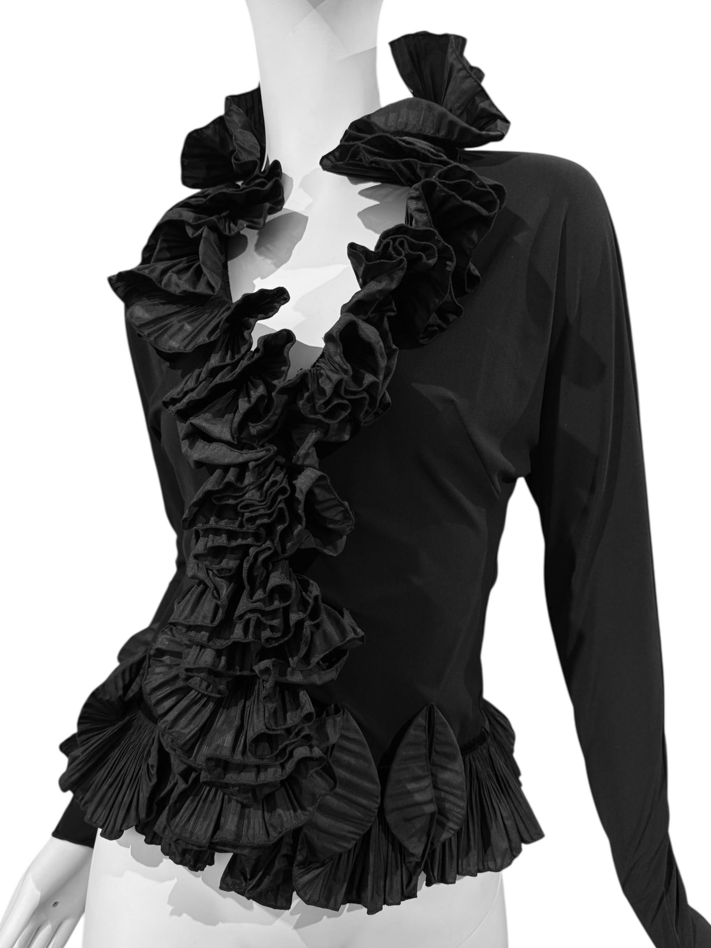 NATHALIE GARÇON 2000s BLACK RUFFLES SHIRT