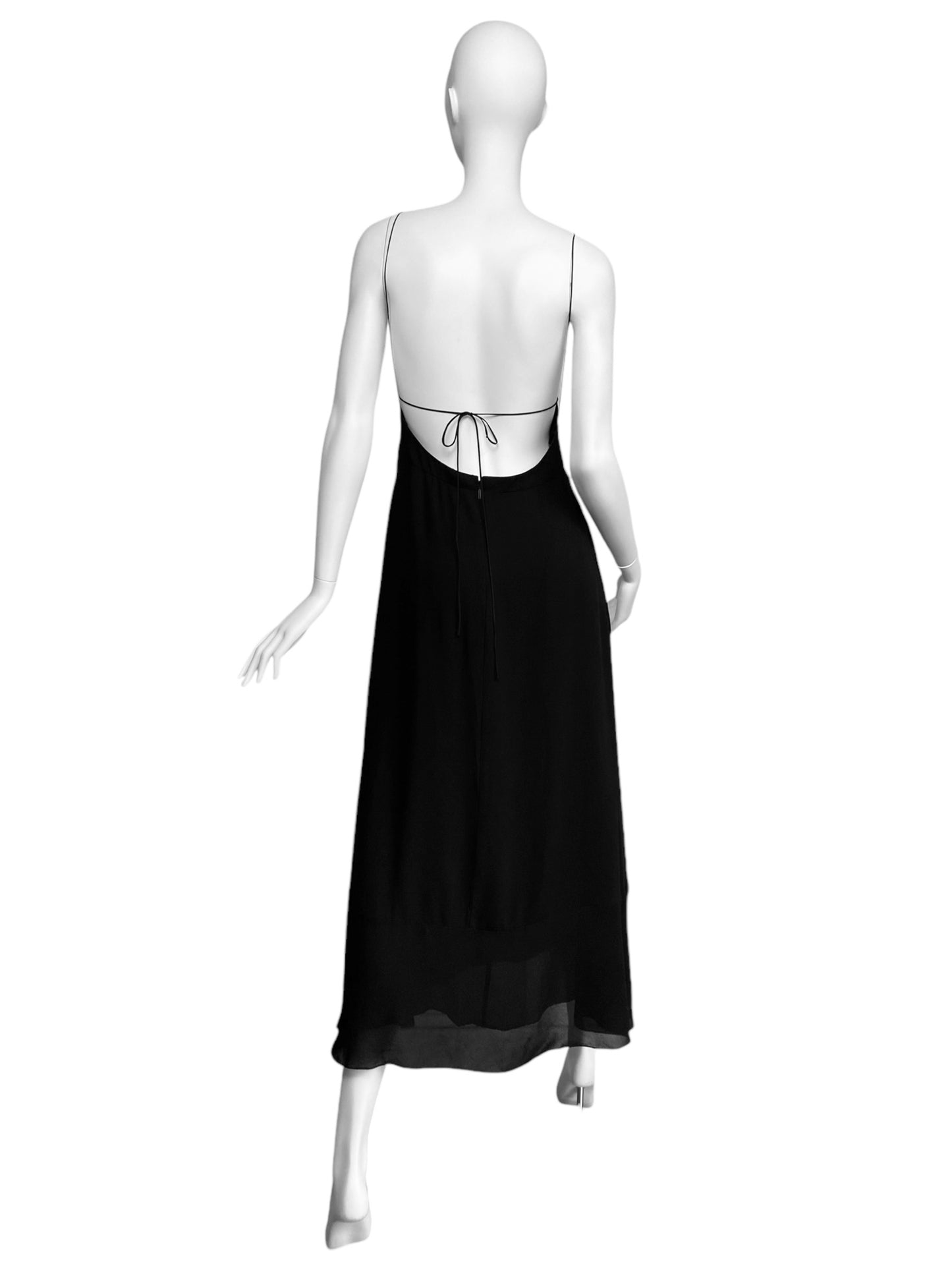 SAINT LAURENT RESORT 2022 BY ANTHONY VACCARELLO BLACK BACKLESS MAXI DRESS