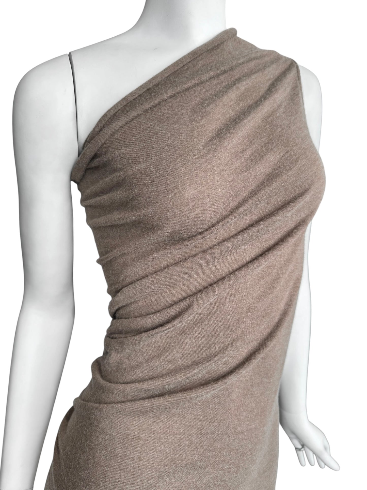 RICK OWENS FW2024 ‘PORTERVILLE’ BROWN ASYMMETRICAL TANK TOP