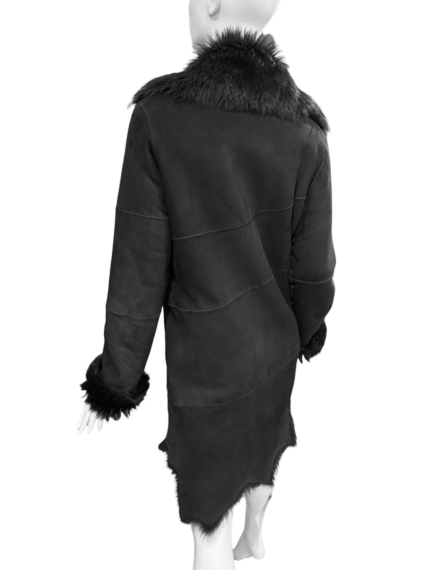 PLEIN SUD 2000s BLACK SHEEPSKIN COAT