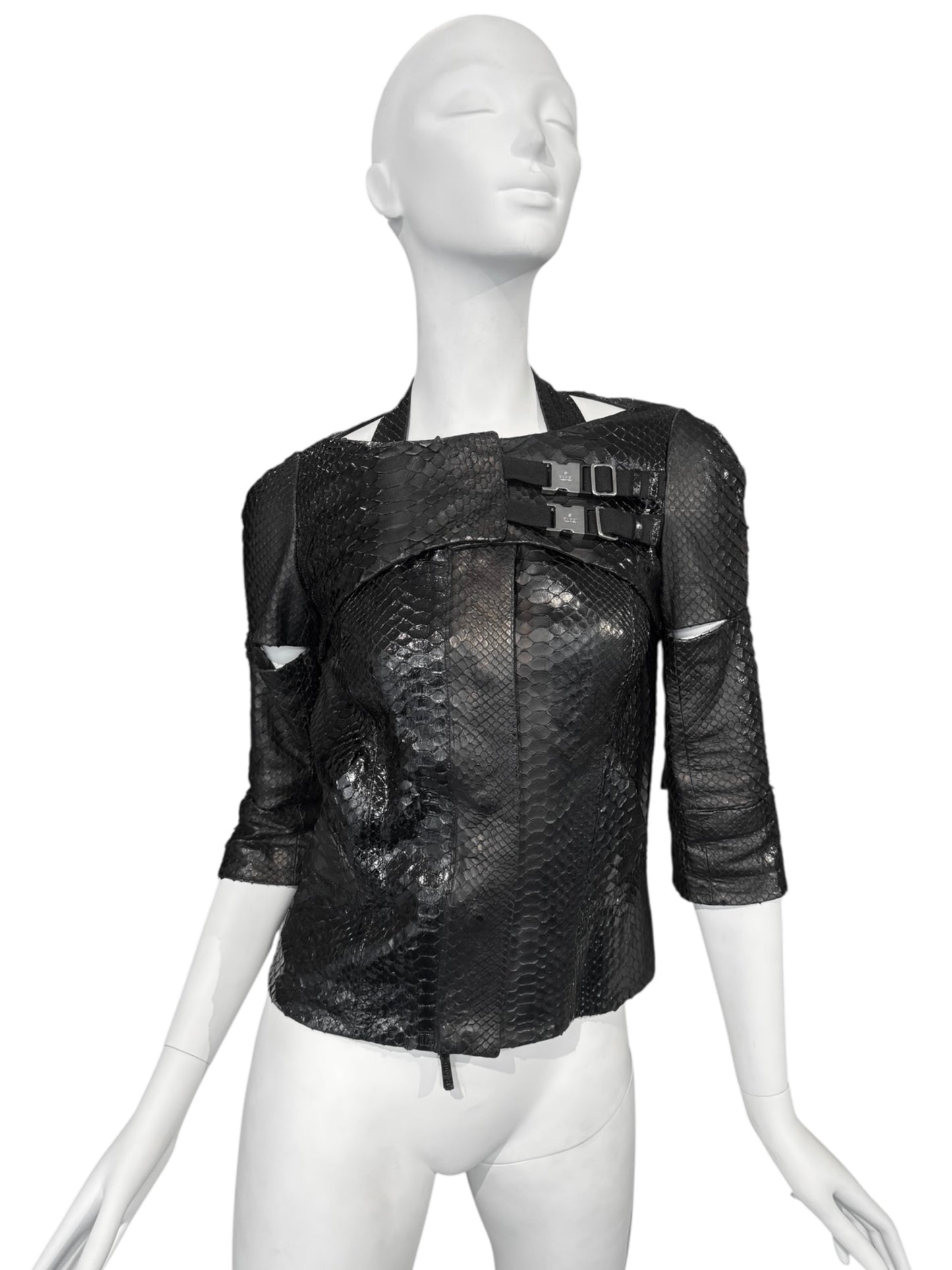 GUCCI SS2010 BY FRIDA GIANNINI BLACK PYTHON LEATHER CUT OUT JACKET
