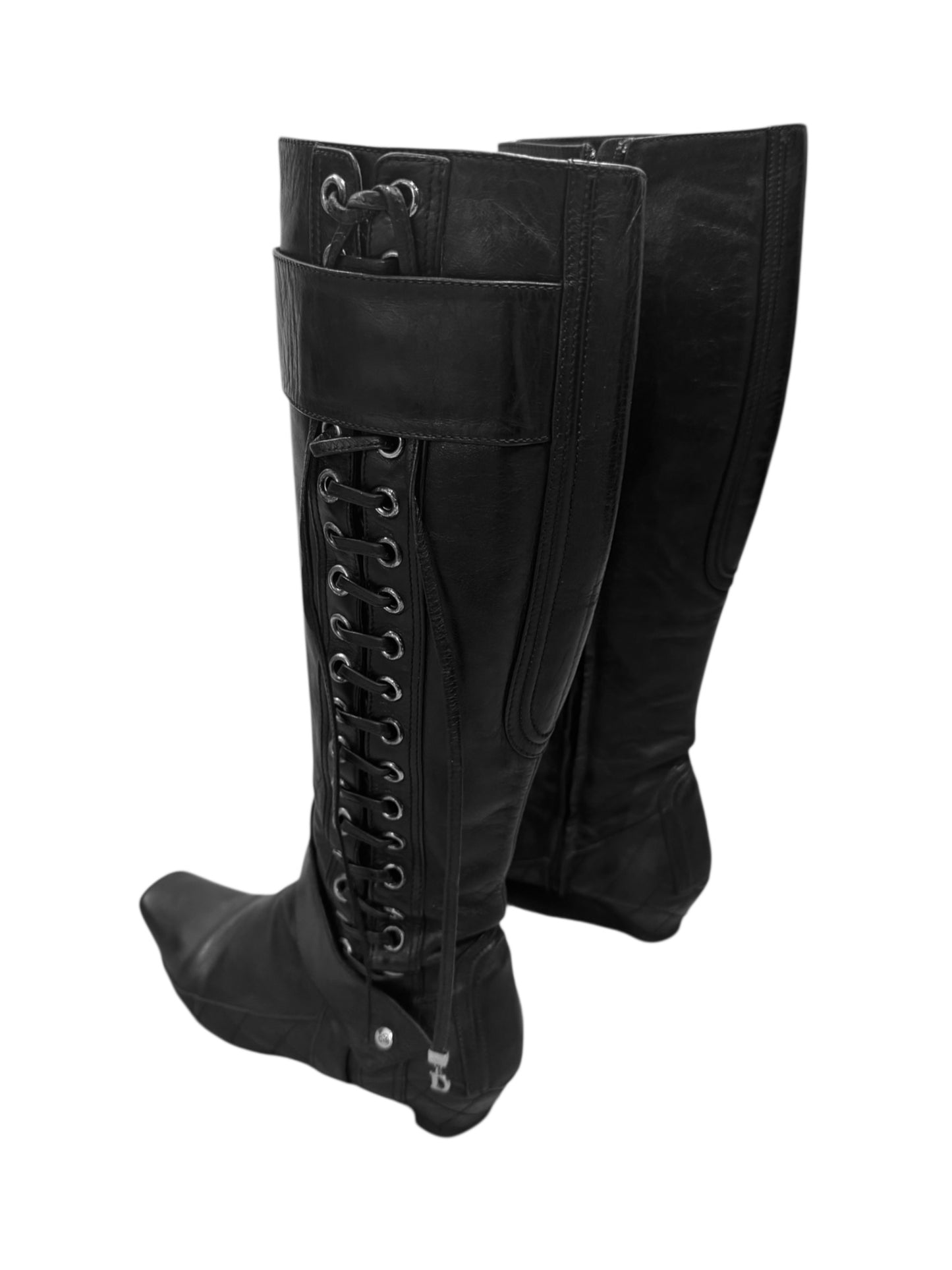 DIOR FW2005 BY JOHN GALLIANO BLACK LEATHER BOOTS