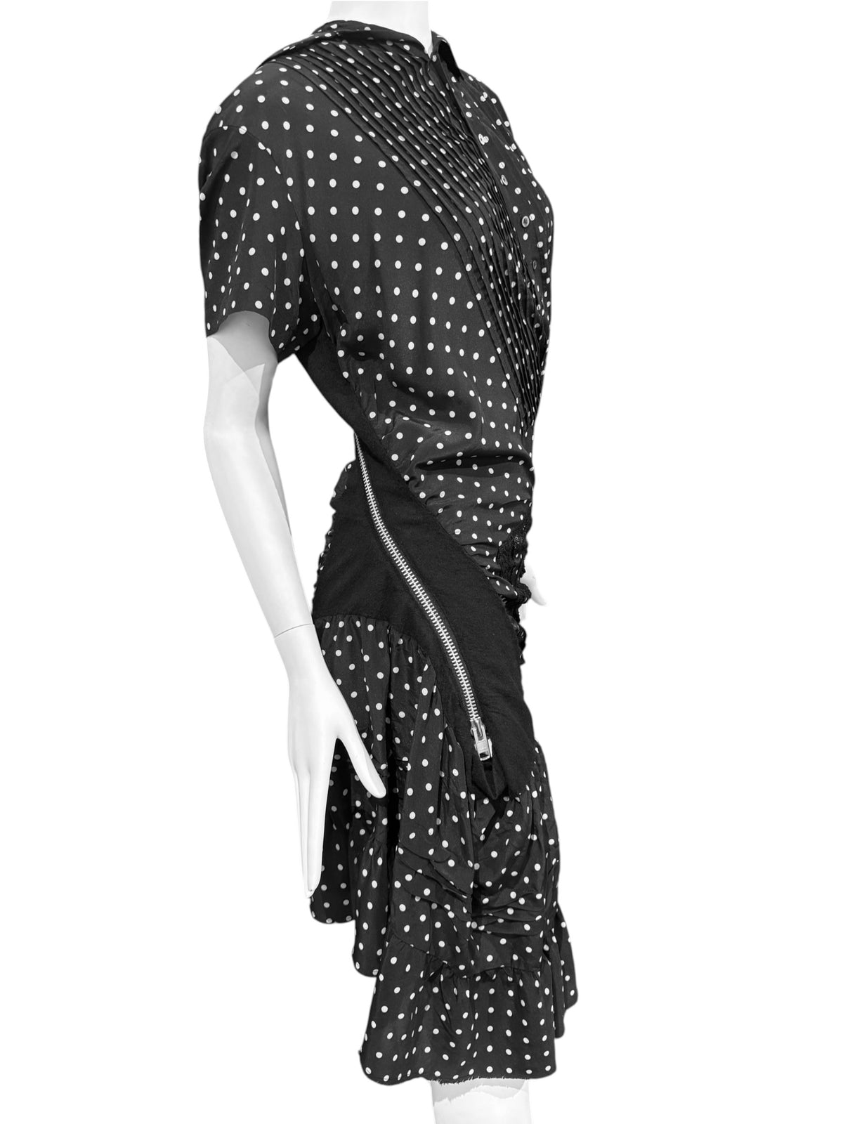 JUNYA WATANABE FW2007 BLACK POLKA DOT TWISTED MIDI DRESS