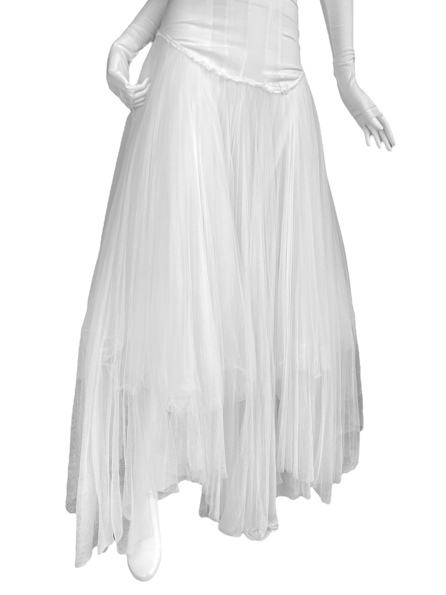 MARC LE BIHAN 2020s WHITE SILK BALLERINA BRIDAL MAXI DRESS