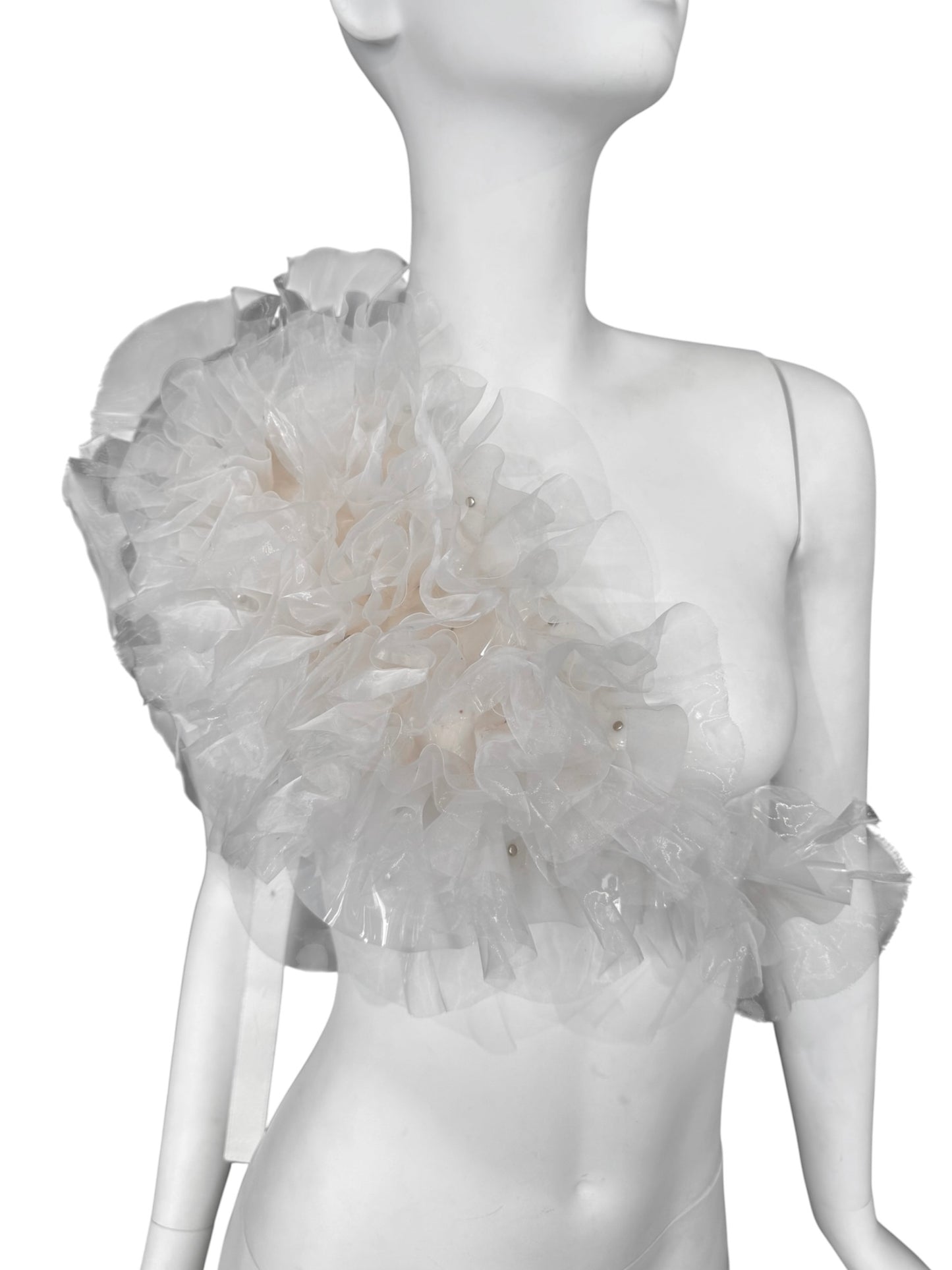 NOIR KEI NINOMIYA FW2020 WHITE RUFFLES HARNESS