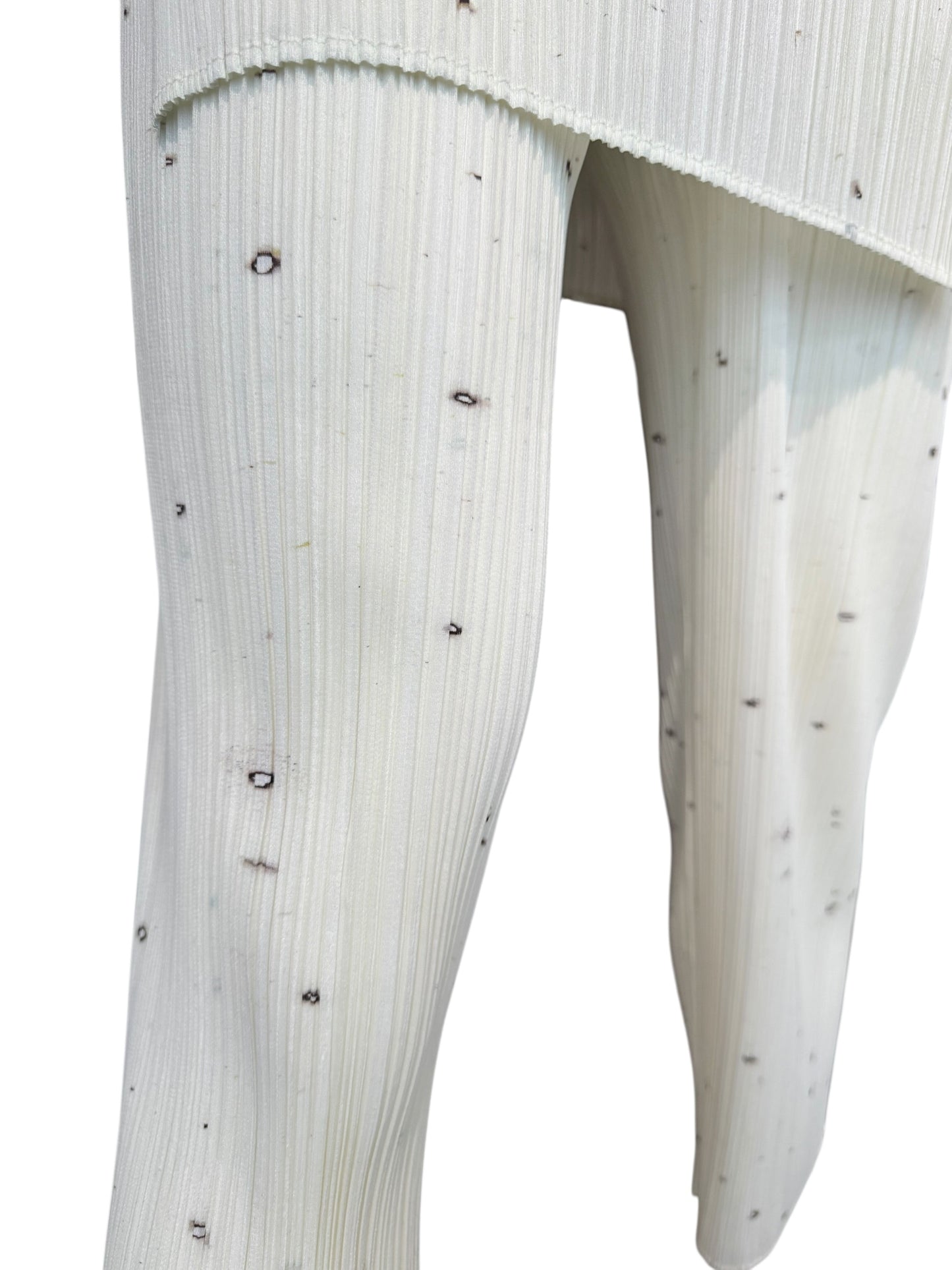 PLEATS PLEASE ISSEY MIYAKE 1998 X CAI GUO-QIANG GUNPOWDER PRINT PLEATED 3P. SET (TOP, PANTS & TUNIC)