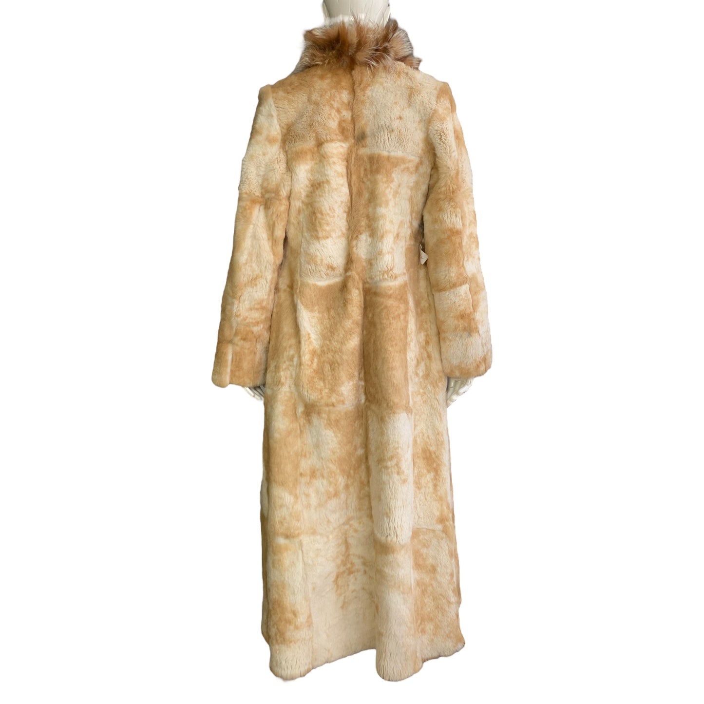 AMORETTI 2000s BROWN FOX FUR & GOLD LEAVES DISTRESSED COAT