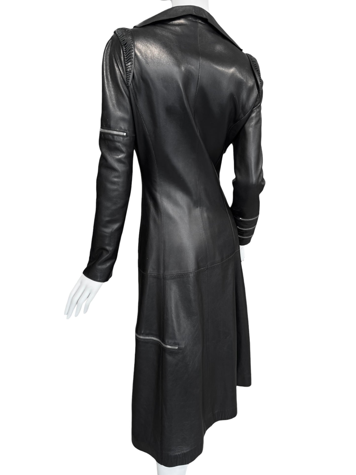 JITROIS 2000s BLACK LEATHER MULTI-ZIP COAT
