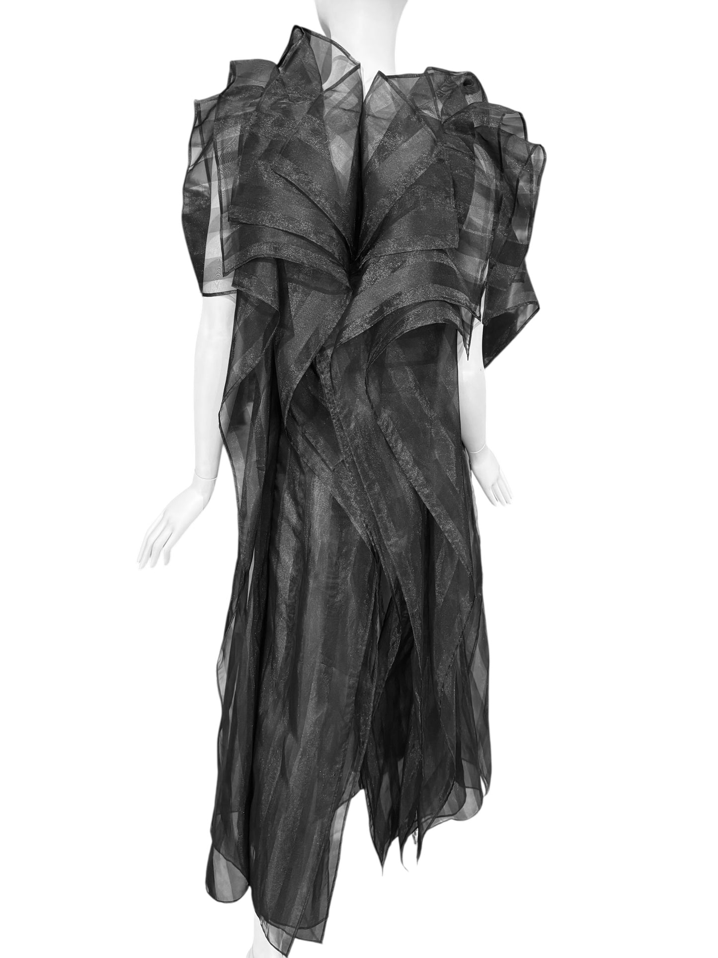 ISSEY MIYAKE FW2009 BY DAI FUJIWARA BLACK PANELS SHEER MAXI DRESS