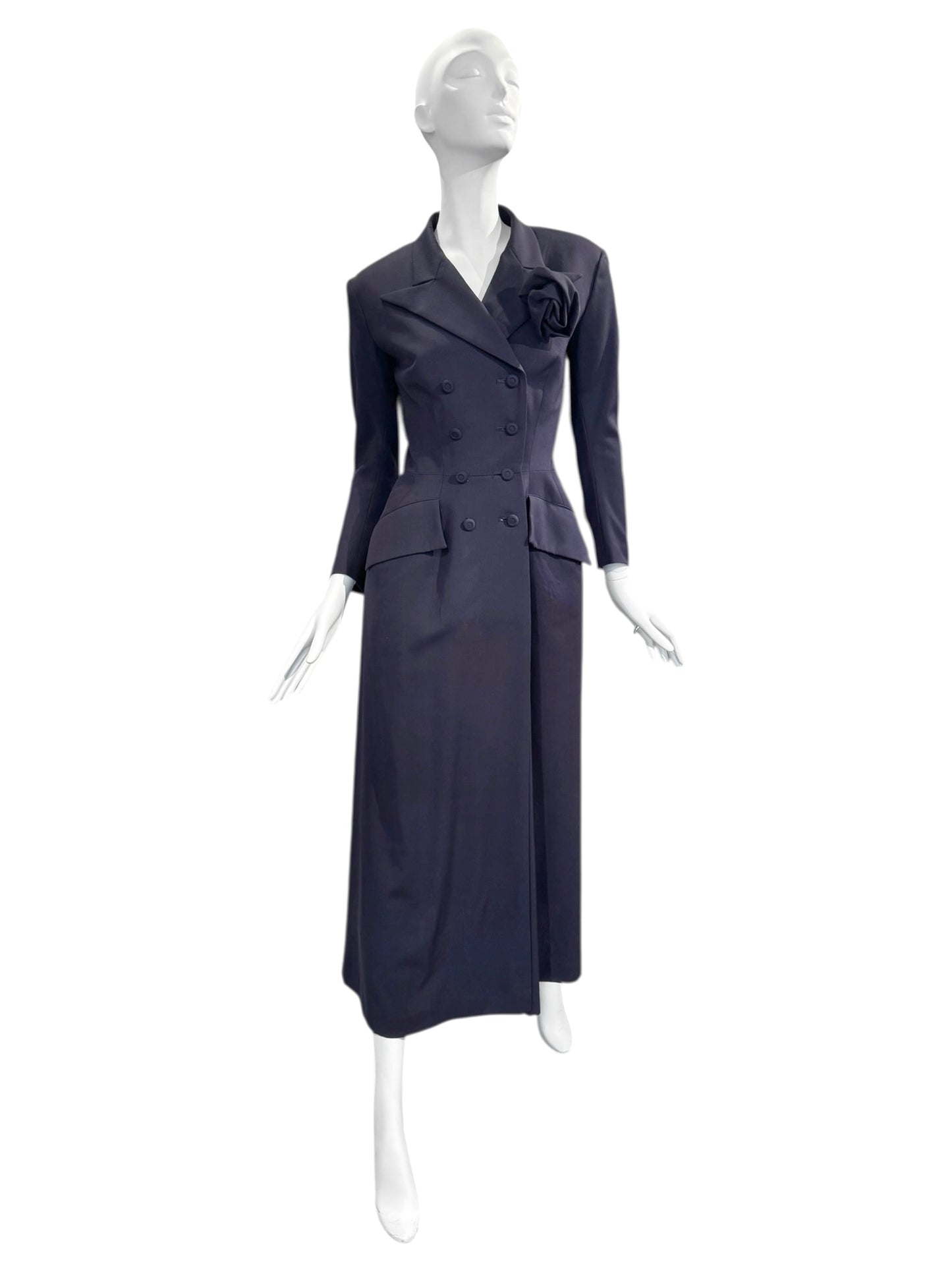 YOHJI YAMAMOTO SS1997 PURPLE WOOL DOUBLE BREASTED MAXI COAT
