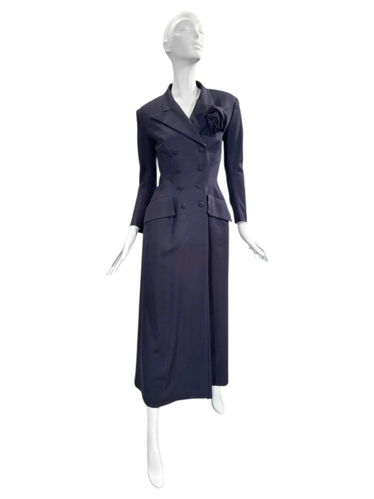 YOHJI YAMAMOTO SS1997 PURPLE WOOL DOUBLE BREASTED MAXI COAT