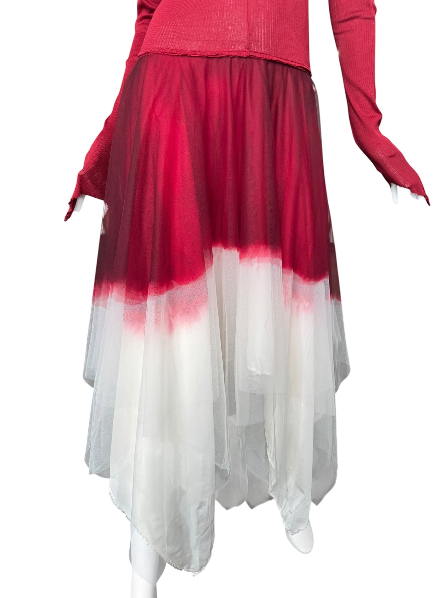 MARC LE BIHAN 2020s RED & WHITE BALLERINA MAXI DRESS