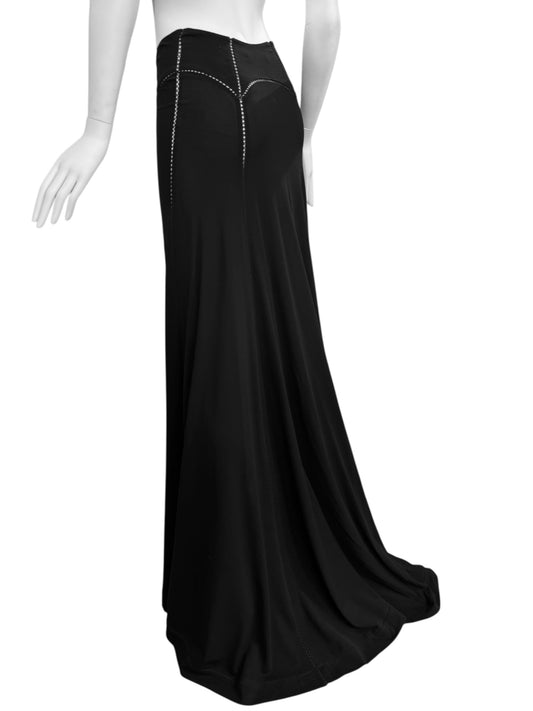 FAYÇAL AMOR SS1993 BLACK PICOT STITCHING MAXI SKIRT