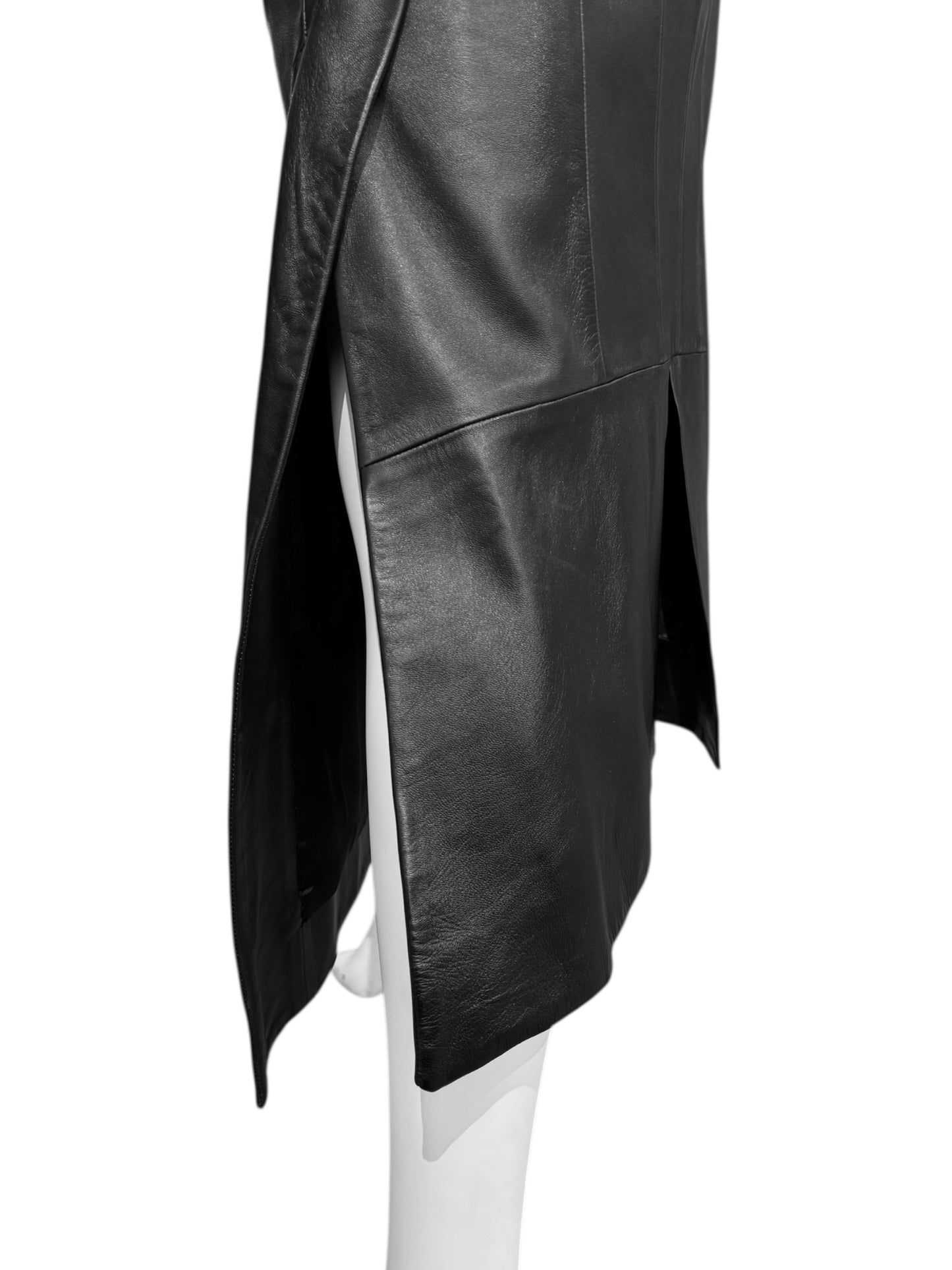 OLIVIER THEYSKENS SS2020 BLACK LEATHER MAXI SKIRT