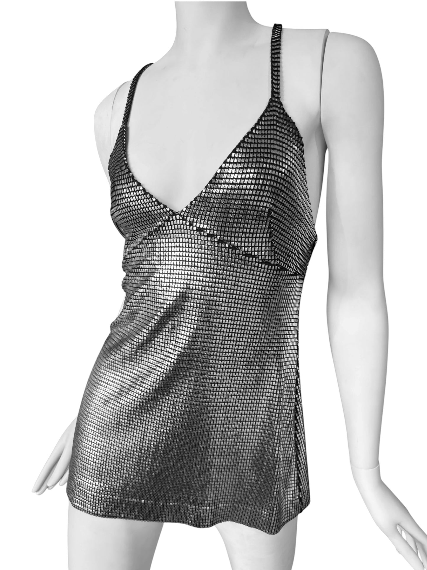 PACO RABANNE 1996 METALLIC MINI DRESS