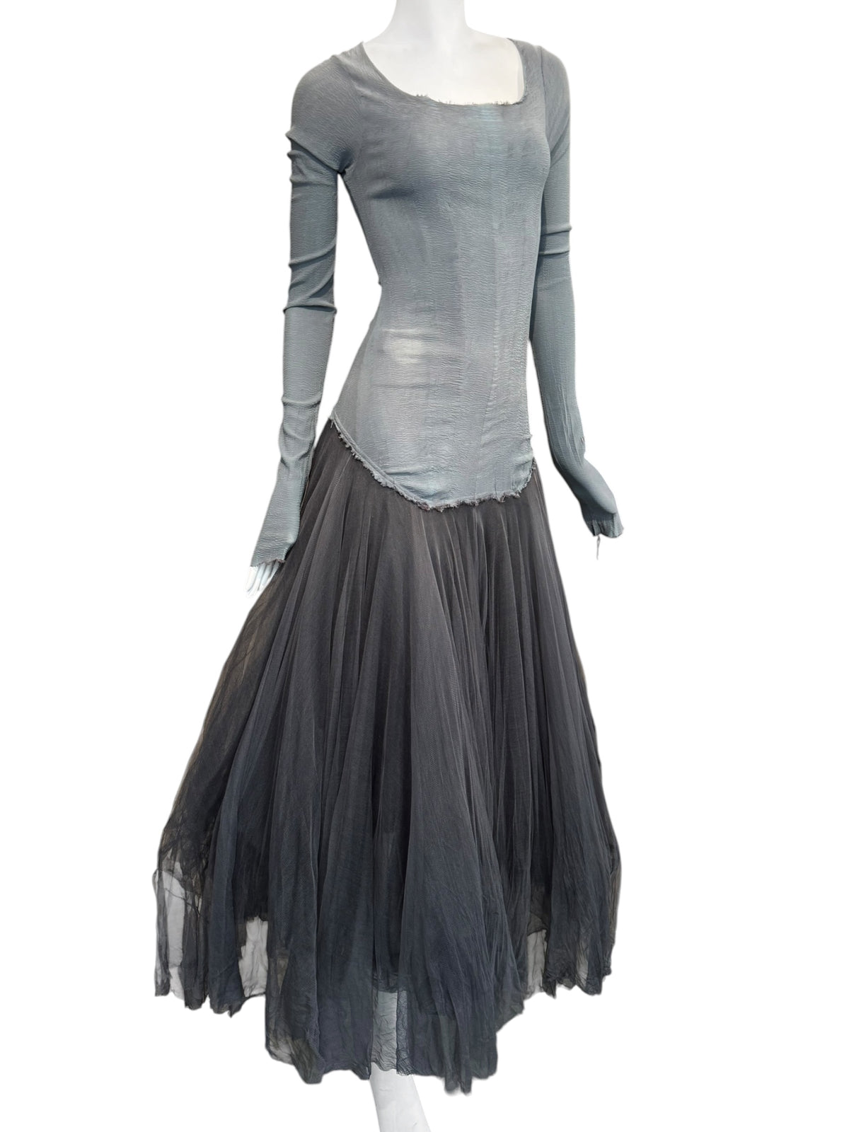 MARC LE BIHAN 2020s GREY SILK BALLERINA MAXI DRESS