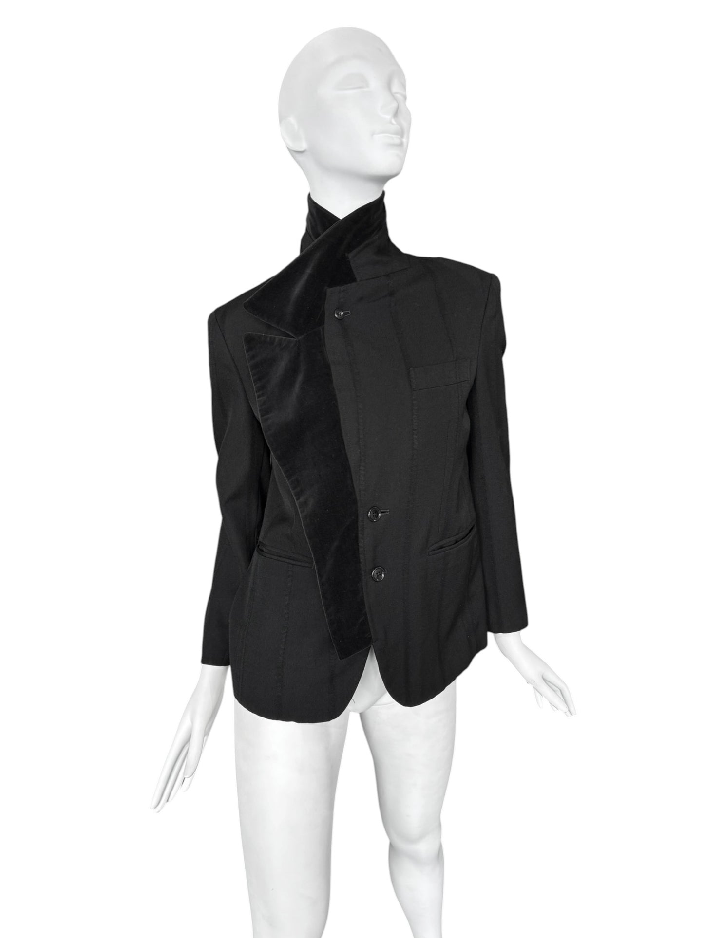 COMME DES GARÇONS FW2001 BLACK WOOL ASYMMETRICAL BLAZER