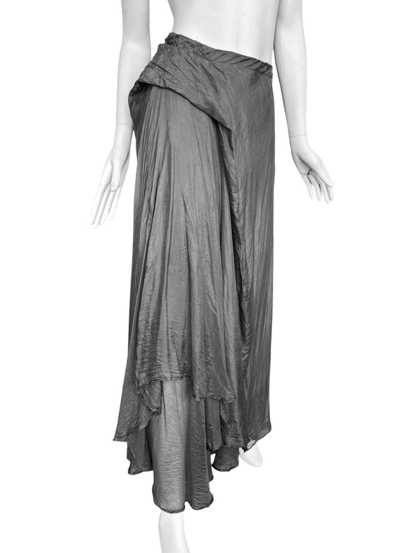 MARC LE BIHAN 2020s GREY SILK MAXI SKIRT
