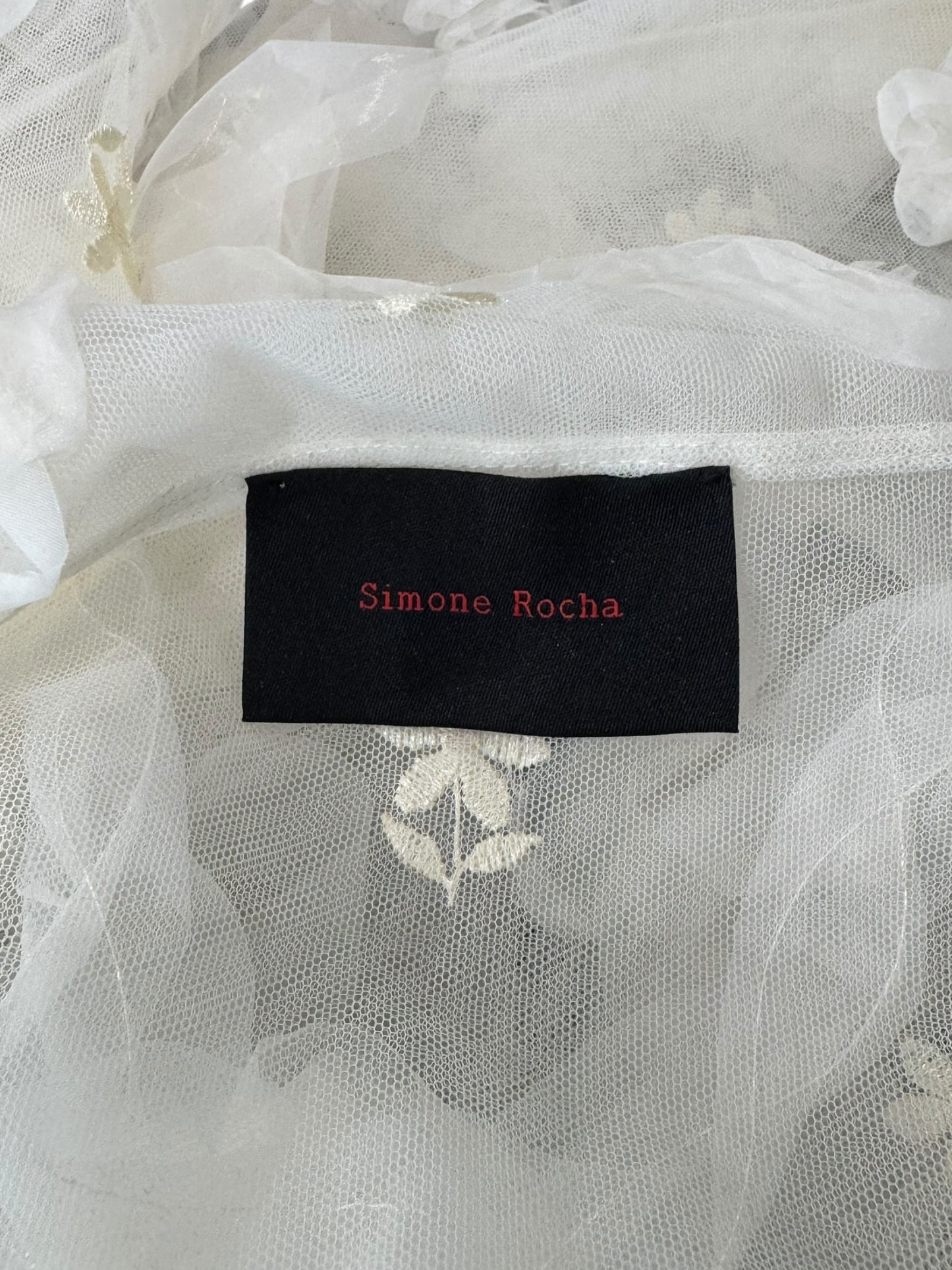 SIMONE ROCHA SS2024 OFF-WHITE TULLE EMBELLISHED OVERSIZE SHIRT