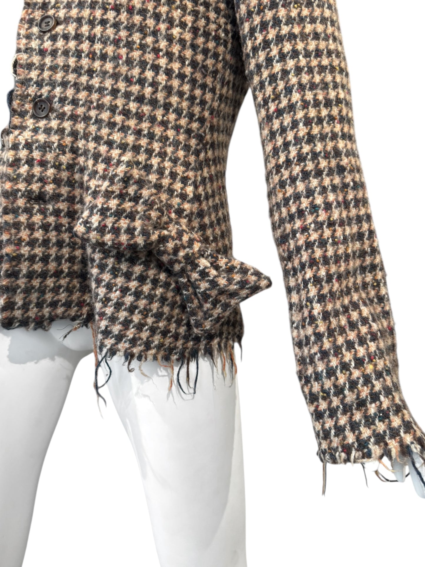 JUNYA WATANABE FW2003 BROWN WOOL HOUNDSTOOTH TWEED BOW BLAZER