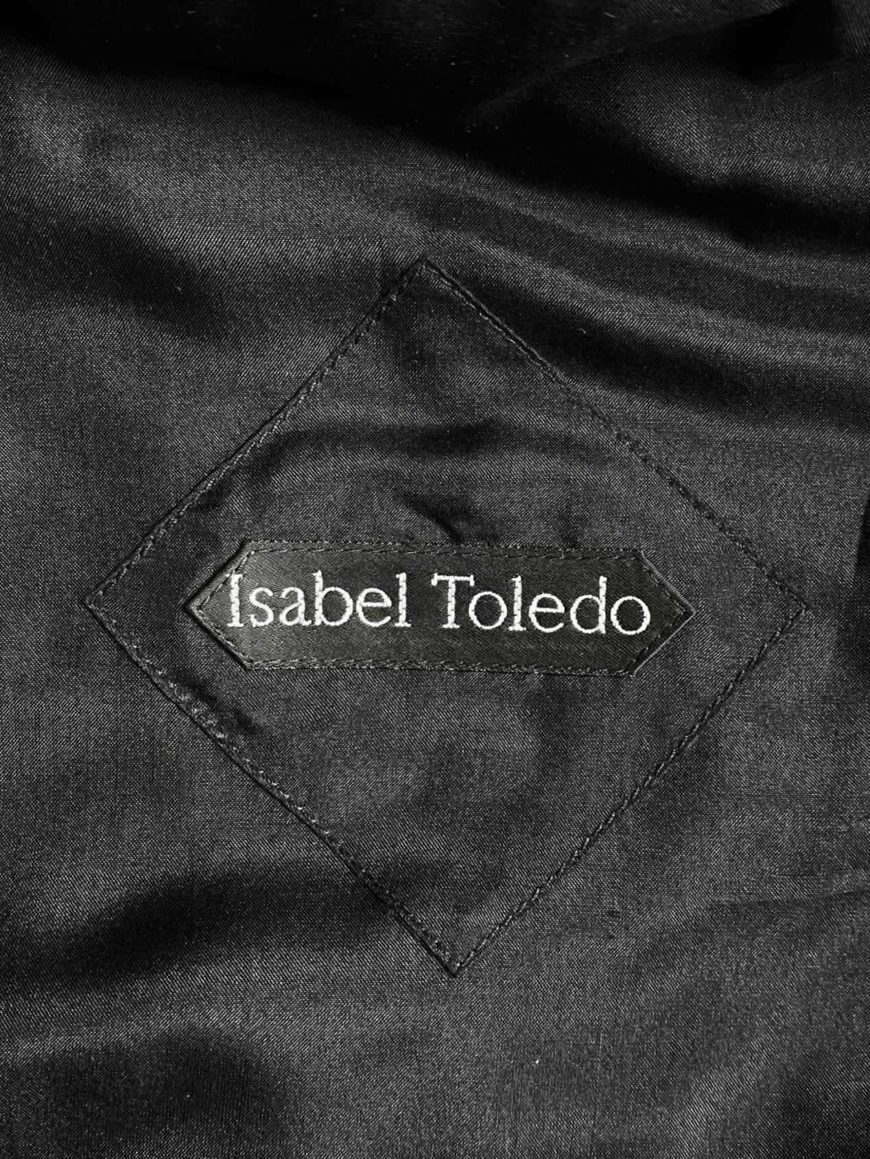 ISABEL TOLEDO FW2008 BLACK SILK TAFFETA PLEATED COAT