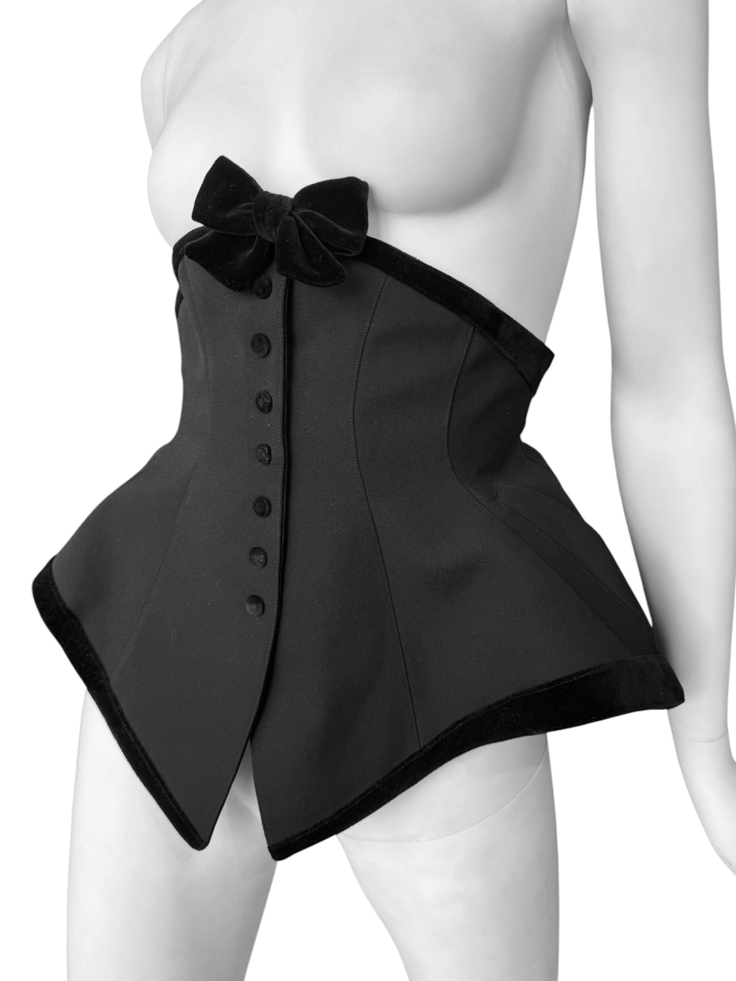 THIERRY MUGLER SS1997 ‘LES INSECTES’ BLACK WOOL HOURGLASS CORSET