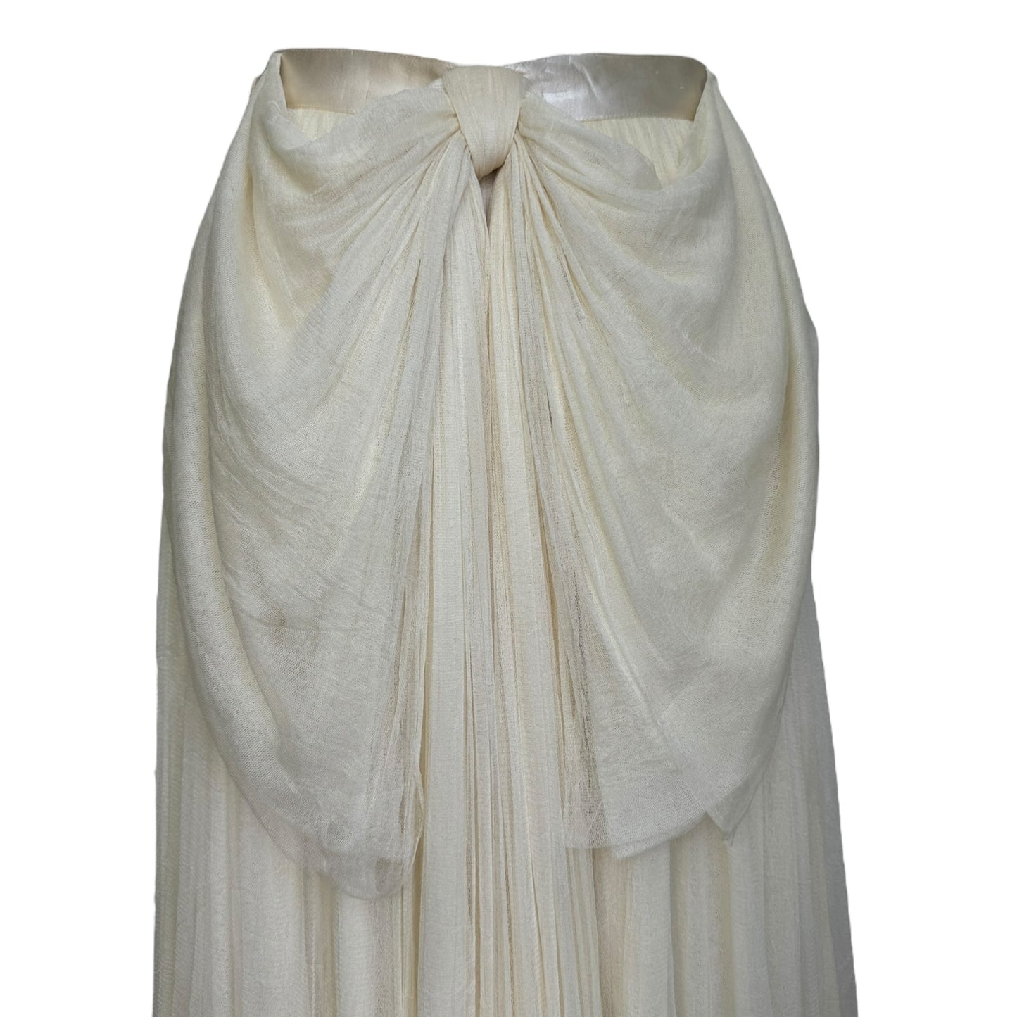 BLUMARINE 1990s CREAM SILK TULLE BOW MAXI SKIRT