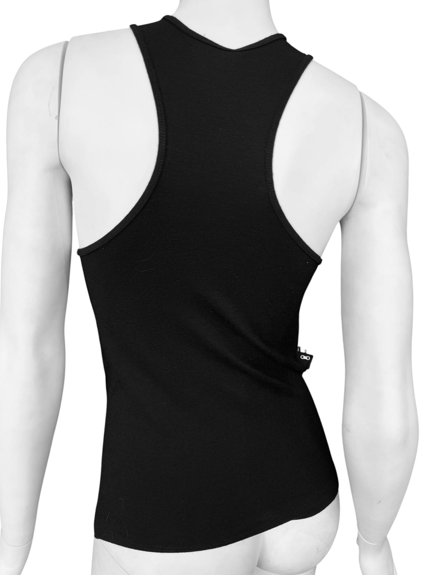 PLEIN SUD JEANS FW2003 BLACK HOOK & EYE STRAP TANK TOP