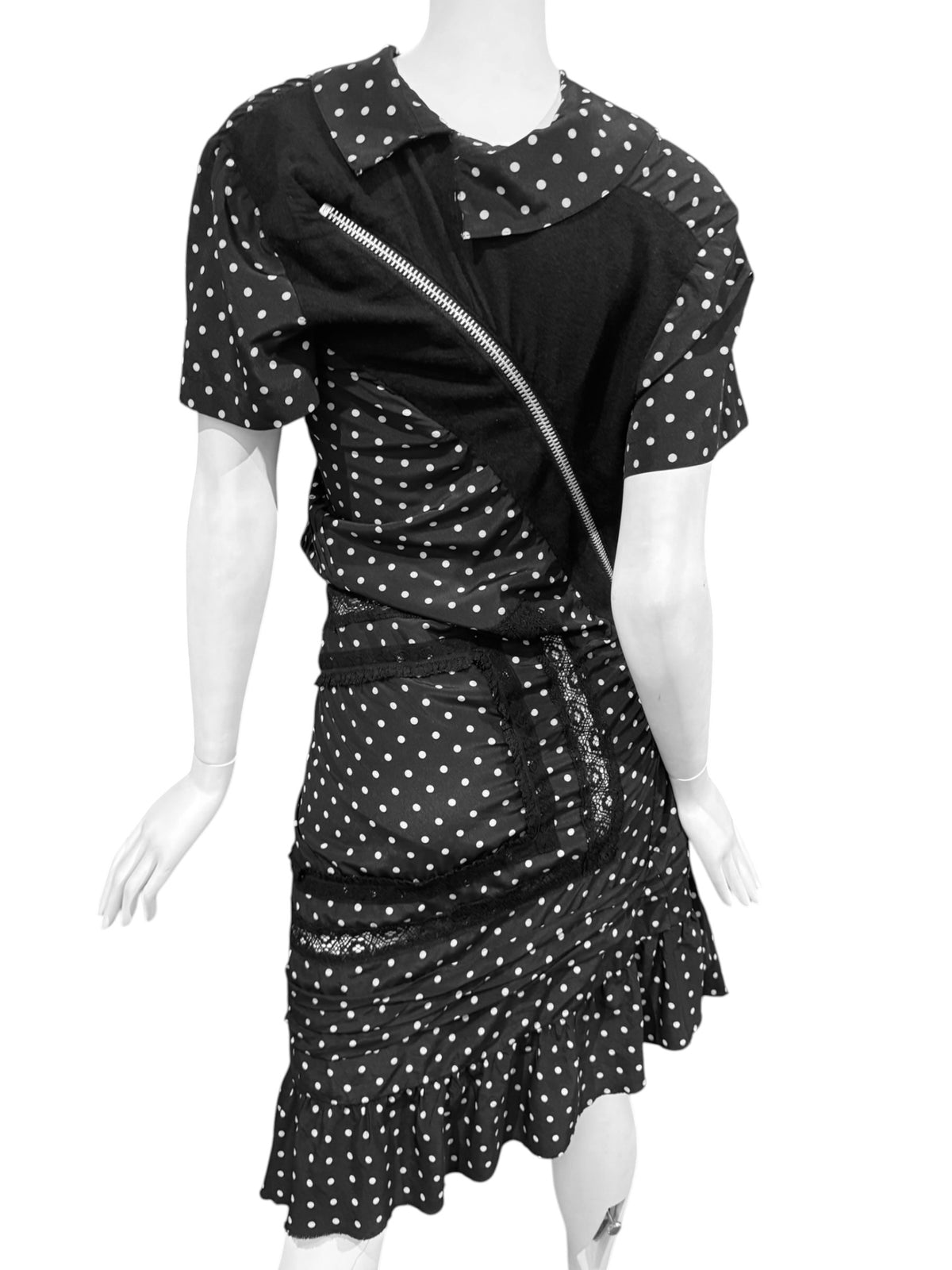 JUNYA WATANABE FW2007 BLACK POLKA DOT TWISTED MIDI DRESS