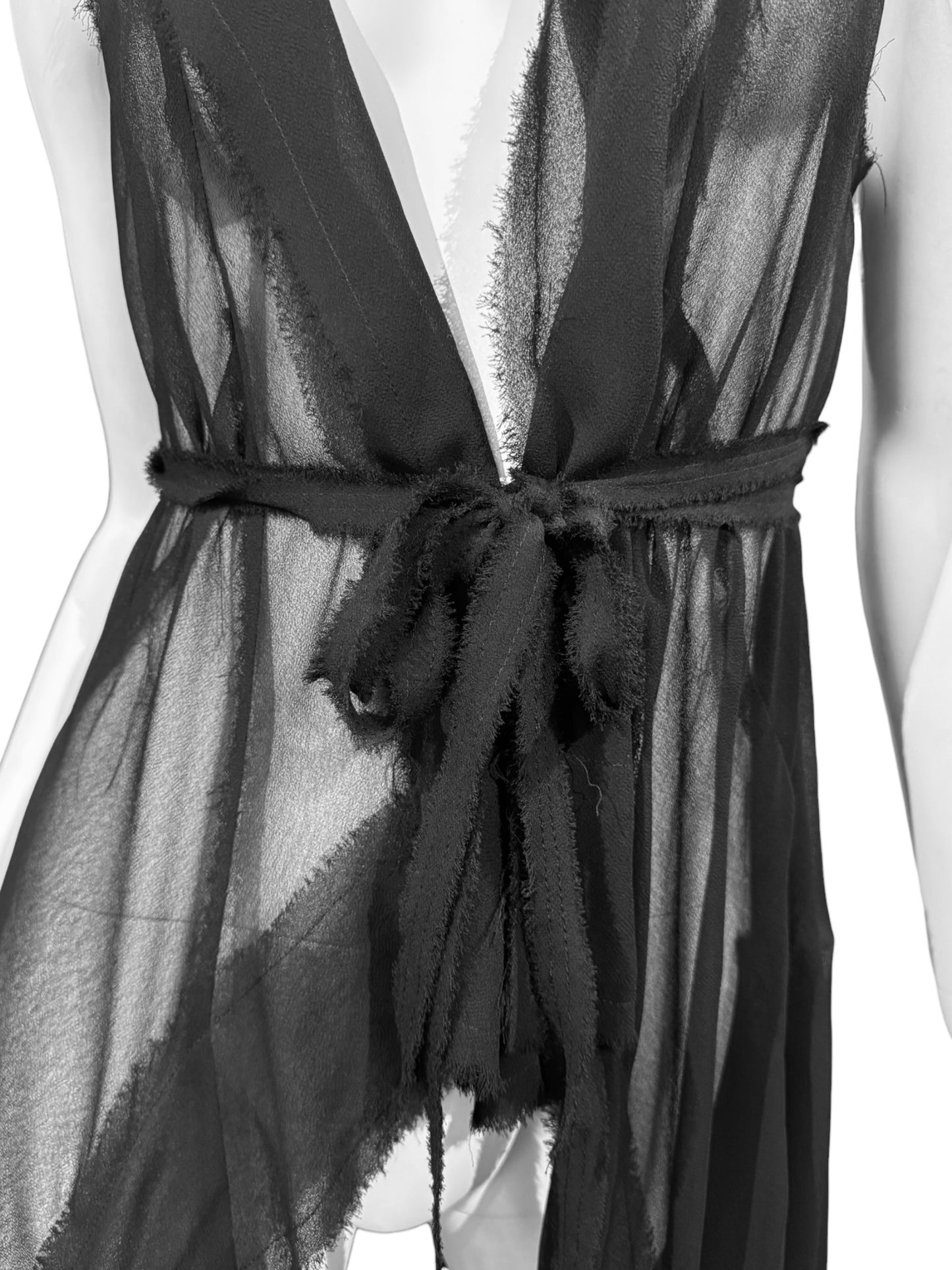 PARKCHOONMOO 2010s BLACK SHEER HOODED TOP
