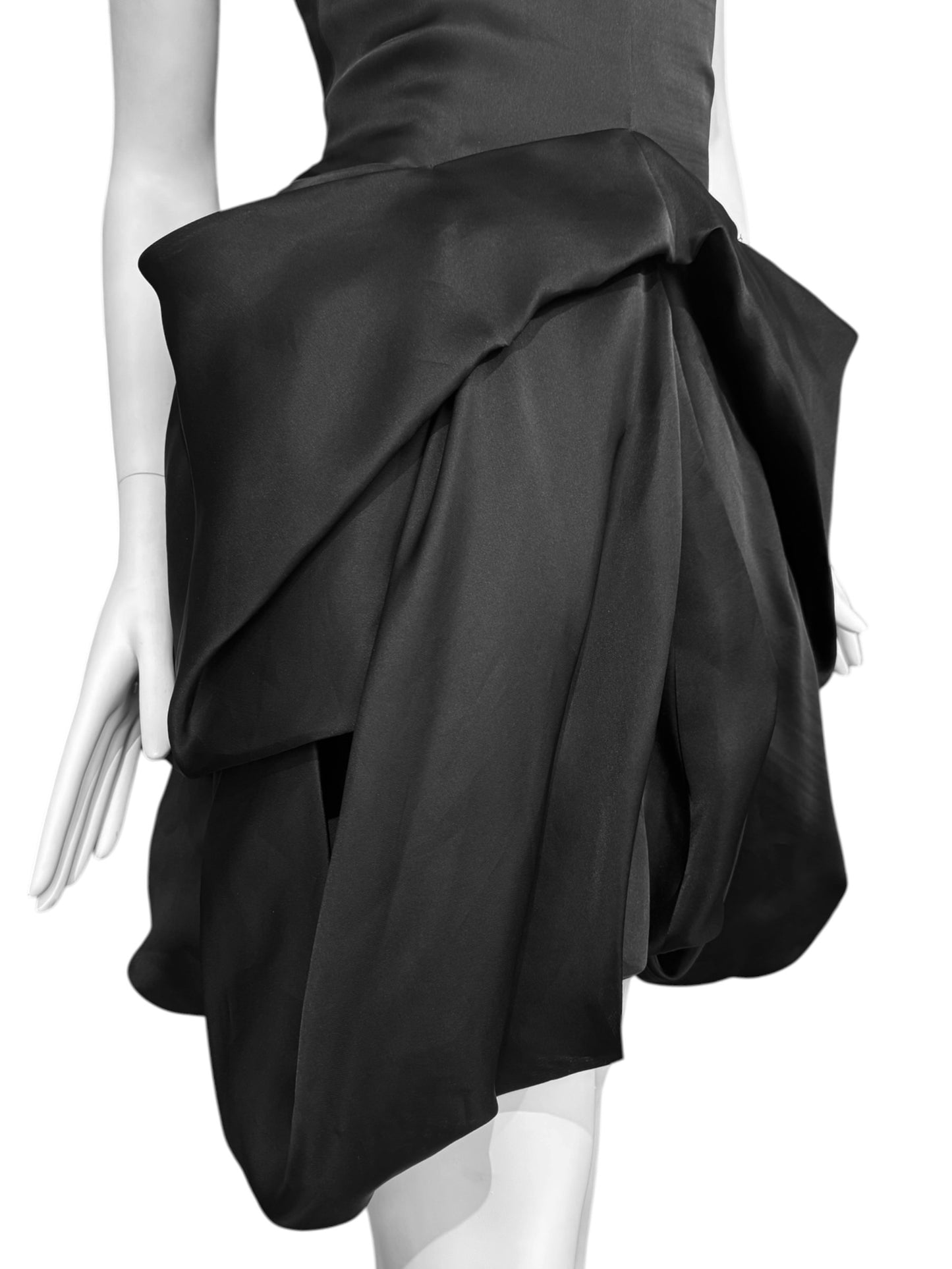 ALEXANDER MCQUEEN SS2009 «NATURAL DIS-TINCTION UN-NATURAL SELECTION» BLACK SILK BUSTIER MINI DRESS