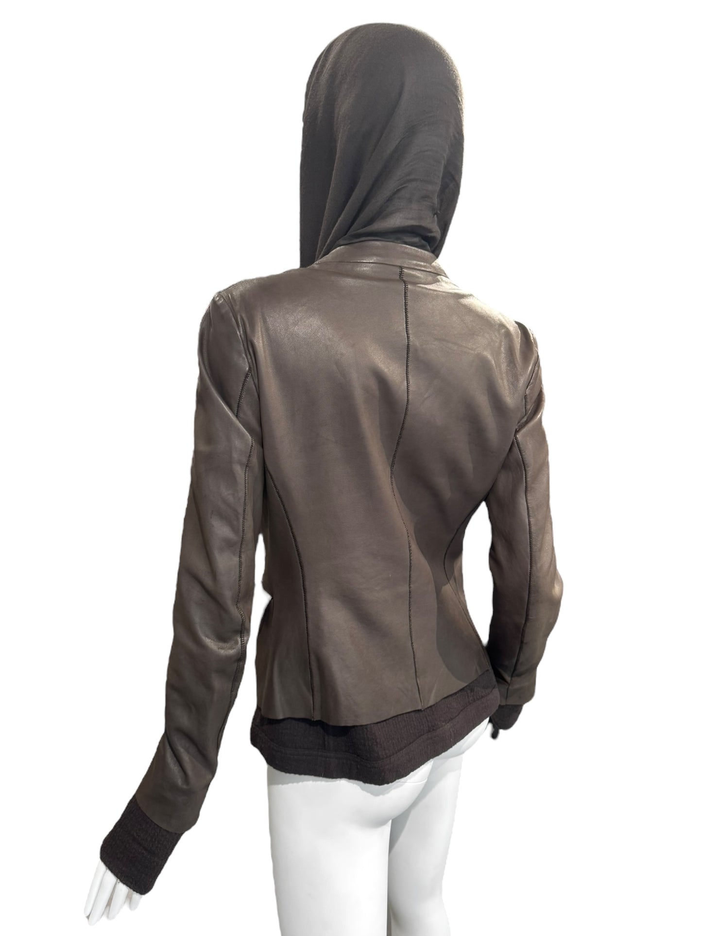 ISAAC SELLAM 2010s BROWN LEATHER SCARF JACKET