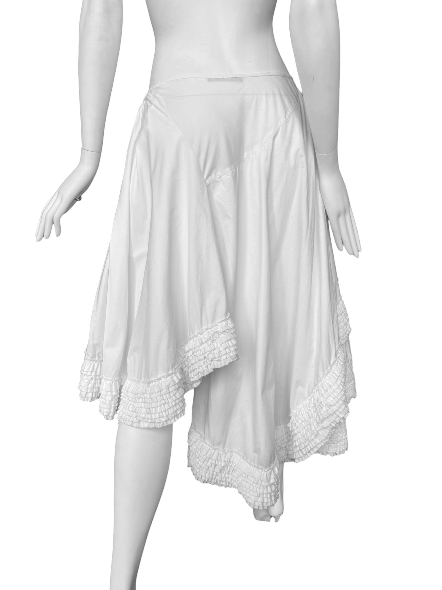 ALEXANDER MCQUEEN SS2002 ‘THE DANCE OF THE TWISTED BULL’ WHITE RUFFLES MIDI SKIRT